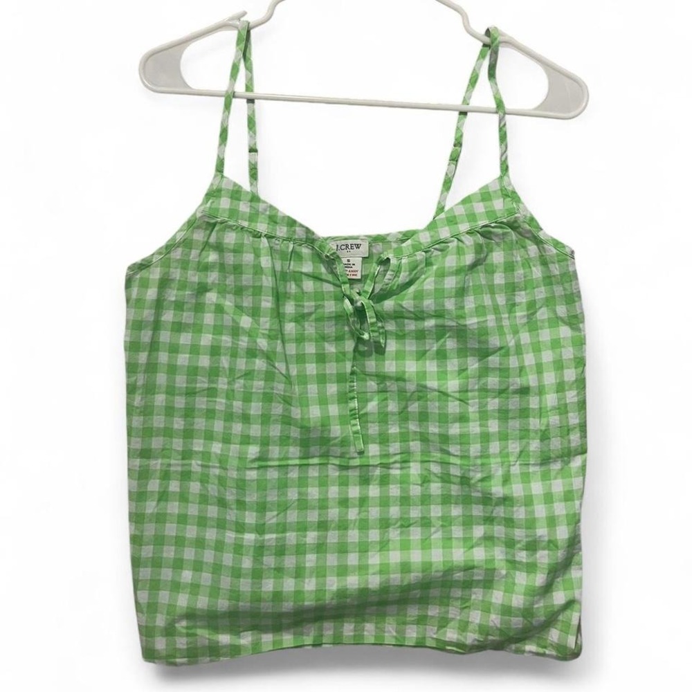Green and white gingham J. Crew tank top